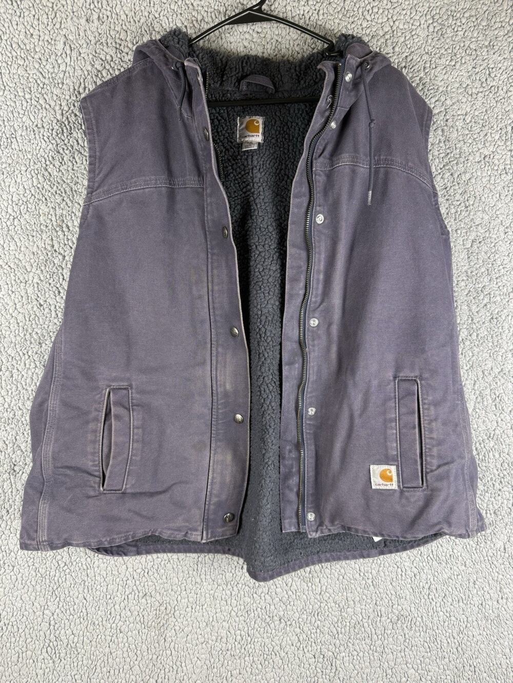 Women's Purple Gray Carhartt Berkley Hooded Maroon Sherpa Lined Vest XXL(20)